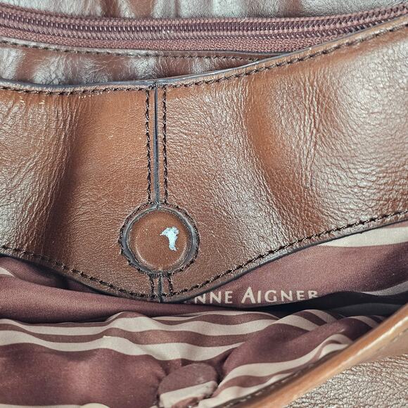 VTG Etienne Aigner brown leather handbag purse multi pockets - Picture 6 of 16